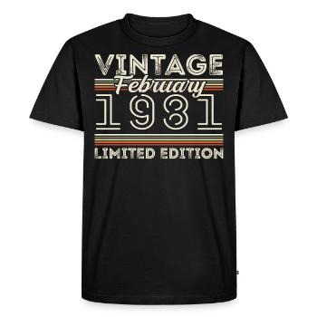 Février 1981 Cadeau d’anniversaire - Février 1981 - T-shirt Premium bio Homme - noir - Devant - Nico (187cm)