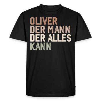 Oliver L’homme qui sait tout Prénom Oliver - T-shirt Premium bio Homme - noir - Devant - Nico (187cm)