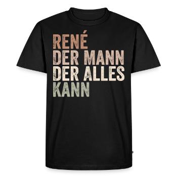 Rene The man who can do everything First name René - Men's Premium Organic T-Shirt - black - Front - Nico (187cm)