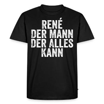Rene The man who can do everything First name René - Men's Premium Organic T-Shirt - black - Front - Nico (187cm)