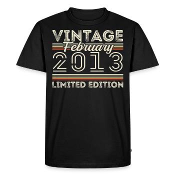 Février 2013 Cadeau d’anniversaire - Février 2013 - T-shirt Premium bio Homme - noir - Devant - Nico (187cm)