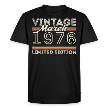 Mars 1976 Millésime 1976 Cadeau d’anniversaire Mars - T-shirt Premium bio Homme - noir - Devant - Nico (187cm)