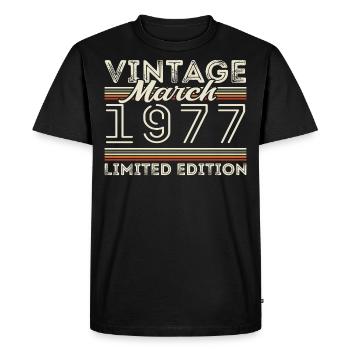 Mars 1977 Millésime 1977 Cadeau d’anniversaire Mars - T-shirt Premium bio Homme - noir - Devant - Nico (187cm)