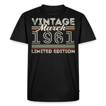 Mars 1961 Vintage 1961 Cadeau d’anniversaire Mars - T-shirt Premium bio Homme - noir - Devant - Nico (187cm)