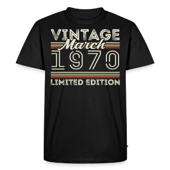 Mars 1970 Vintage 1970 Cadeau d’anniversaire Mars - T-shirt Premium bio Homme - noir - Devant - Nico (187cm)