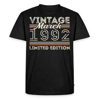Mars 1992 Millésime 1992 Cadeau d’anniversaire Mars - T-shirt Premium bio Homme - noir - Devant - Nico (187cm)