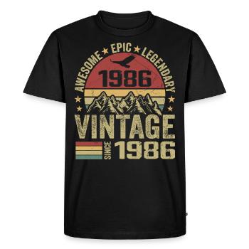 Vintage 1986 Cadeau Anniversaire 1986 - Né en 1986 - T-shirt Premium bio Homme - noir - Devant - Nico (187cm)