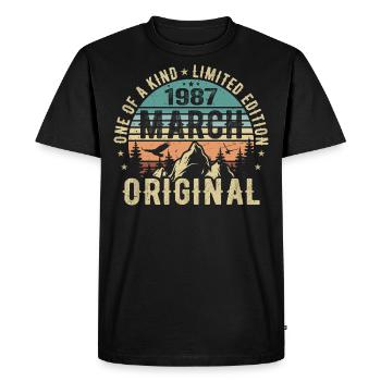 Légendaire depuis mars 1987 - anniversaire mars 1987 - T-shirt Premium bio Homme - noir - Devant - Nico (187cm)