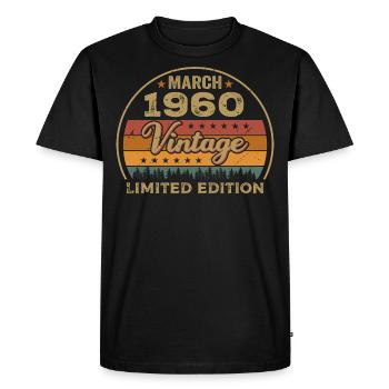 Vintage mars 1960 anniversaire mars 1960 rétro 1960 - T-shirt Premium bio Homme - noir - Devant - Nico (187cm)