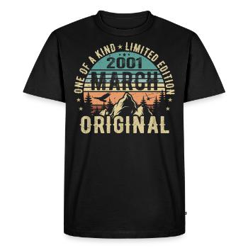 Légendaire depuis mars 2001 - Anniversaire mars 2001 - T-shirt Premium bio Homme - noir - Devant - Nico (187cm)