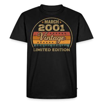 Vintage march 2001 Birthday march 2001 Retro 2001 - Men's Premium Organic T-Shirt - black - Front - Nico (187cm)