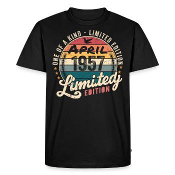 April 1957 Vintage Birthday April 1957 - Men's Premium Organic T-Shirt - black - Front - Nico (187cm)
