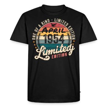 April 1954 Vintage Birthday April 1954 - Men's Premium Organic T-Shirt - black - Front - Nico (187cm)