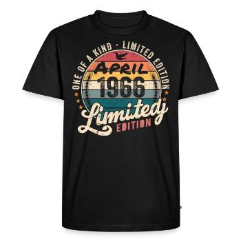 April 1966 Jahrgang Vintage Geburtstag April 1966 - Männer Premium Bio T-Shirt - Schwarz - Vorne - Nico (187cm)