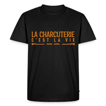 La Charcuterie c'est la vie. cadeau charcuterie. - T-shirt Premium bio Homme - noir - Devant - Nico (187cm)
