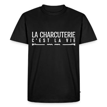 La Charcuterie c'est la vie. cadeau charcuterie. - T-shirt Premium bio Homme - noir - Devant - Nico (187cm)