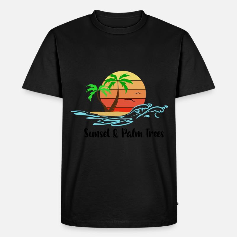 Sunset & Palm Trees - Männer Premium Bio T-Shirt - Schwarz