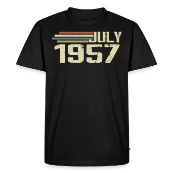 Anniversaire juillet 1957 Année 1957 juillet Né en 1957 - T-shirt Premium bio Homme - noir - Devant - Nico (187cm)