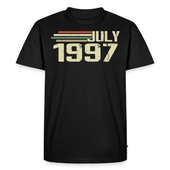 Anniversaire Juillet 1997 Année 1997 Juillet Millésime 1997 - T-shirt Premium bio Homme - noir - Devant - Nico (187cm)