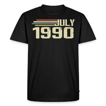 Anniversaire Juillet 1990 Année 1990 Juillet Année 1990 - T-shirt Premium bio Homme - noir - Devant - Nico (187cm)