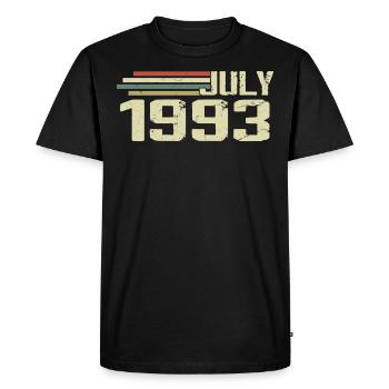 Anniversaire Juillet 1993 Année 1993 Juillet Millésime 1993 - T-shirt Premium bio Homme - noir - Devant - Nico (187cm)