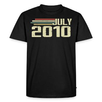 Anniversaire Juillet 2010 Année 2010 Juillet Millésime 2010 - T-shirt Premium bio Homme - noir - Devant - Nico (187cm)