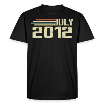 Anniversaire Juillet 2012 Année 2012 Juillet Année 2012 - T-shirt Premium bio Homme - noir - Devant - Nico (187cm)