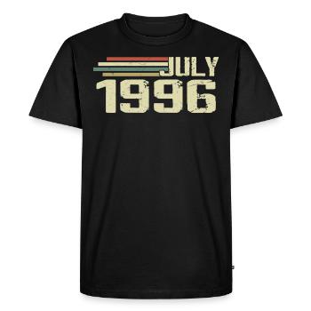 Anniversaire Juillet 1996 Année 1996 Juillet Millésime 1996 - T-shirt Premium bio Homme - noir - Devant - Nico (187cm)