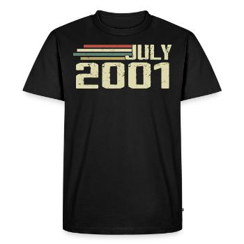 Anniversaire Juillet 2001 Année 2001 Juillet Année 2001 - T-shirt Premium bio Homme - noir - Devant - Nico (187cm)