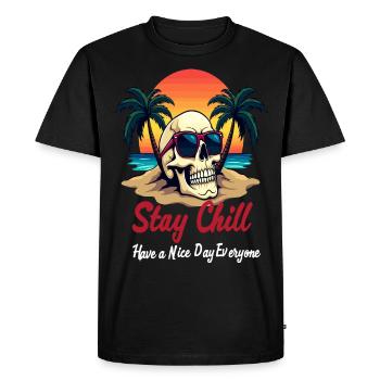 Restez Chill, Crâne Avec Lunettes De Soleil Beach Design - T-shirt Premium bio Homme - noir - Devant - Nico (187cm)