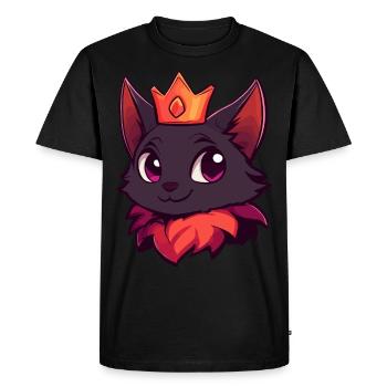 Cute Crowned Cat with Playful Smile - Men's Premium Organic T-Shirt - black - Front - Nico (187cm)