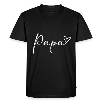 Papa Papi Papa Papa Cœur Amour Fête des Pères Proclamation - T-shirt Premium bio Homme - noir - Devant - Nico (187cm)