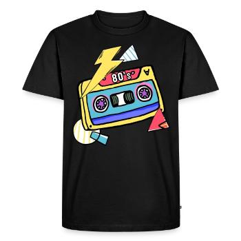 Cassette Music 80s Gift Pop Style - Men's Premium Organic T-Shirt - black - Front - Nico (187cm)