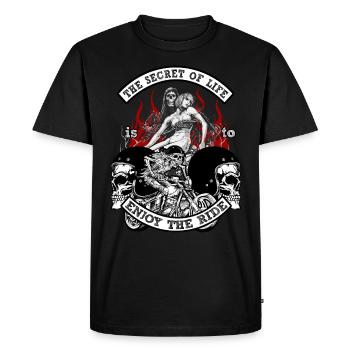 Chopper Moto Motocycliste Cadeau Biker - T-shirt Premium bio Homme - noir - Devant - Nico (187cm)