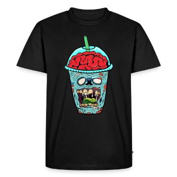 Food Food Pizza Fast Food Brainfood Zombie Brain - Men's Premium Organic T-Shirt - black - Front - Nico (187cm)