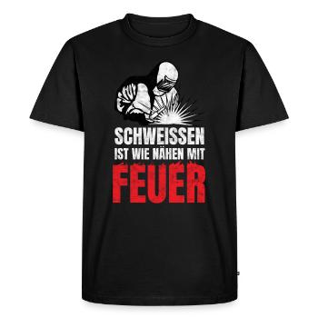 Schweisser Schweissen est comme coudre avec le feu - T-shirt Premium bio Homme - noir - Devant - Nico (187cm)