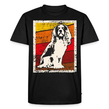 Chemise cadeau rétro Cavalier King Charles Spaniel - T-shirt Premium bio Homme - noir - Devant - Nico (187cm)