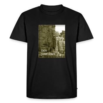 Face Your Fears Angkor Bayon Temple Cambodia - Men's Premium Organic T-Shirt - black - Front - Nico (187cm)