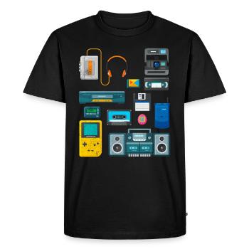 Cassette de tenue de soirée des années 90 - T-shirt Premium bio Homme - noir - Devant - Nico (187cm)
