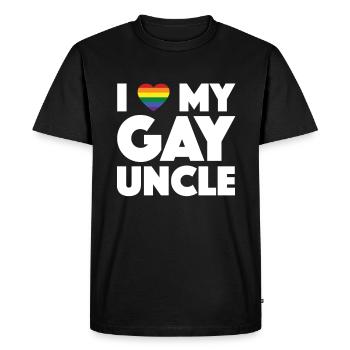 J'aime mon oncle gay LGBT Pride Niece Nephew Gay - T-shirt Premium bio Homme - noir - Devant - Nico (187cm)