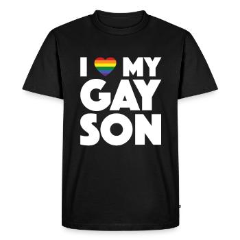 J'aime mon fils gay LGBT parents fiers gay - T-shirt Premium bio Homme - noir - Devant - Nico (187cm)