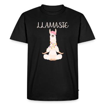 Funny Lama meditates - Men's Premium Organic T-Shirt - black - Front - Nico (187cm)
