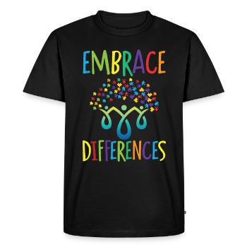 Embrace Differences Autism Handicap Understanding - Men's Premium Organic T-Shirt - black - Front - Nico (187cm)