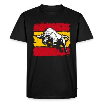 Espagne drapeau avec taureau - T-shirt Premium bio Homme - noir - Devant - Nico (187cm)