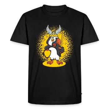 Casque Viking Puffin Islande - T-shirt Premium bio Homme - noir - Devant - Nico (187cm)
