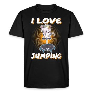 I love Jumping cat trampoline jumpstyle hopping - T-shirt Premium bio Homme - noir - Devant - Nico (187cm)