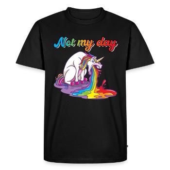 La licorne Not My Day crache du vomi - T-shirt Premium bio Homme - noir - Devant - Nico (187cm)