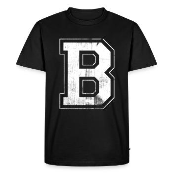 B Lettre initiale B College Nom de la police Ville - T-shirt Premium bio Homme - noir - Devant - Nico (187cm)