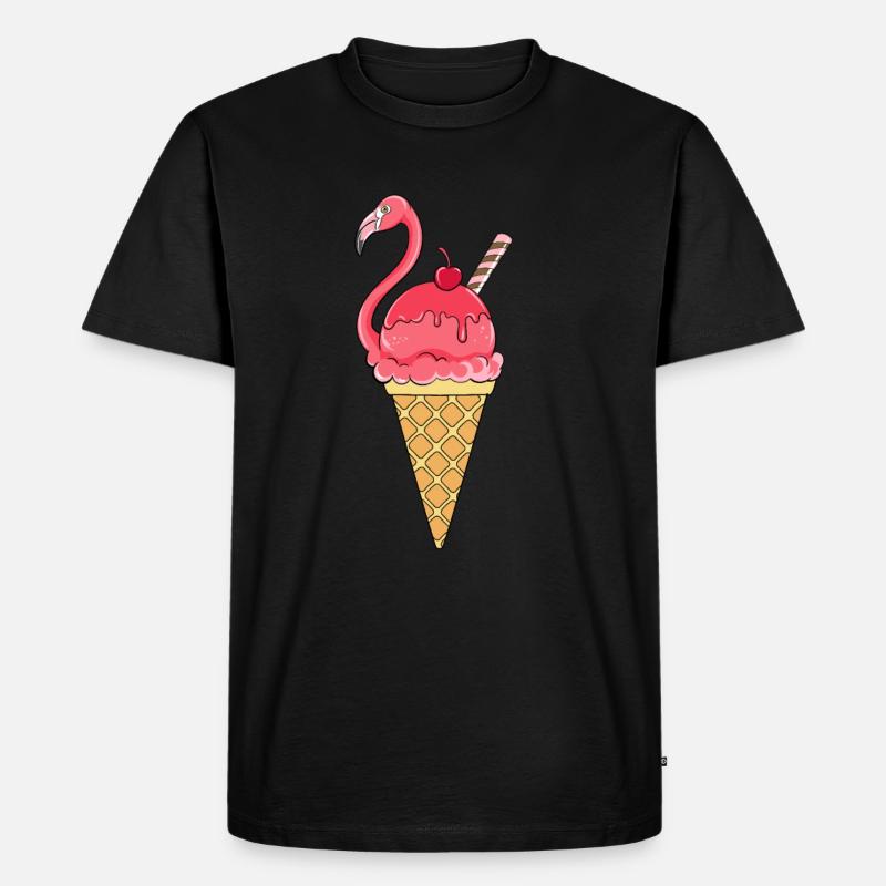 Flamingo Eiswaffel Eiscream Rose - T-shirt Premium bio Homme - noir