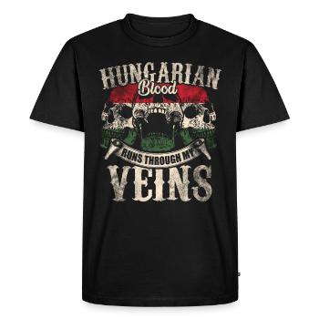 Hungarian blood flows through my ves - Men's Premium Organic T-Shirt - black - Front - Nico (187cm)